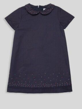 Luli & Me, baby girl's size 18M, navy short sleeve confetti A-line, lined dress.